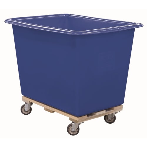Royal Basket 16 Bushel Poly Trucks Wood Base, Caster Pattern A, Blue